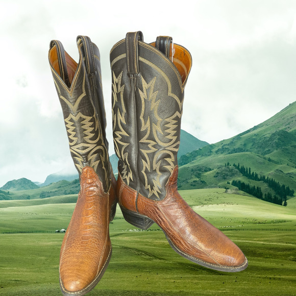 Vintage Tony Lama Men's Black Label Ostrich Leg Cowboy Boots Size 8 D - Picture 10 of 10